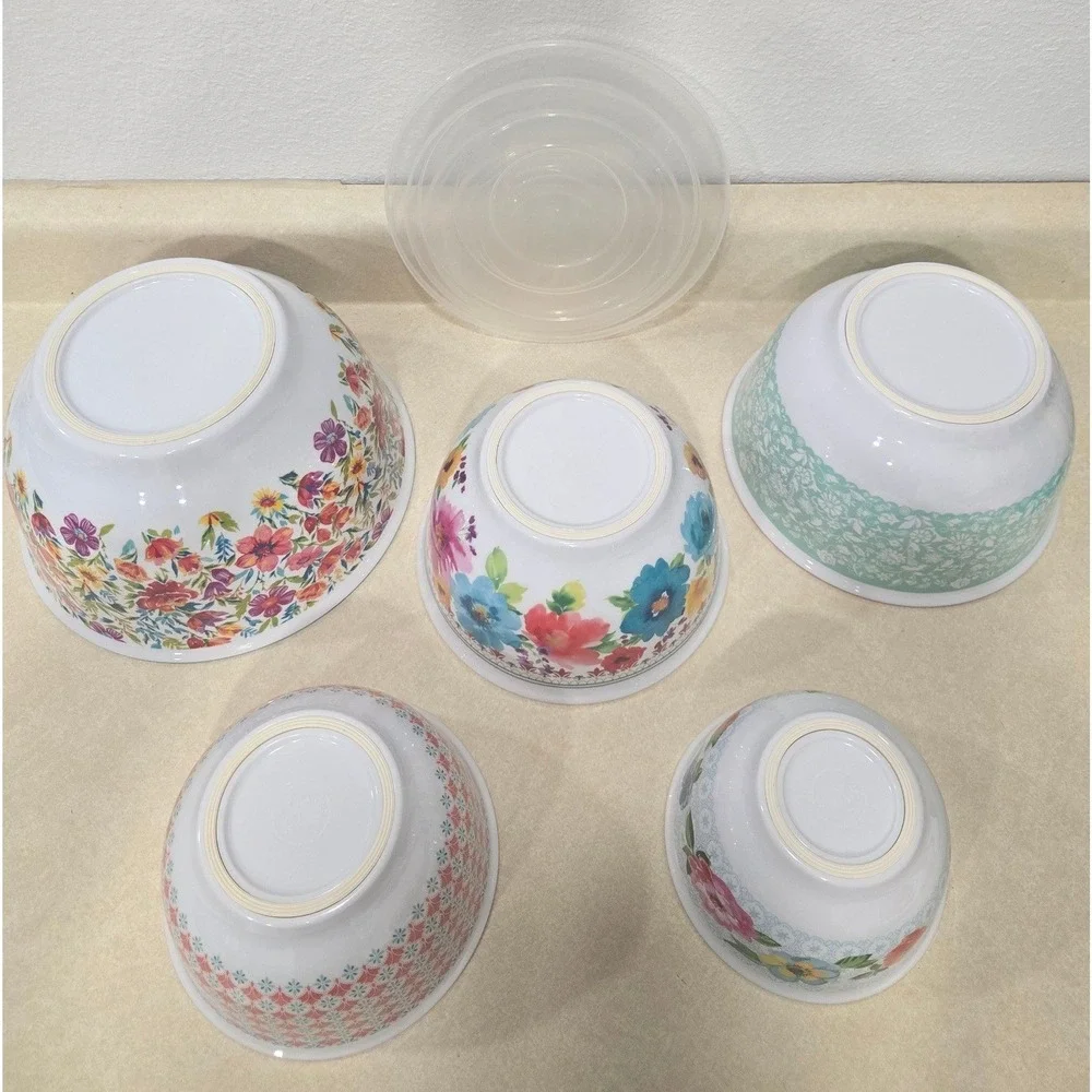 The Pioneer Woman Petal Party 9 pc Melamine Mixing Bowl Set RARE Open Box READ